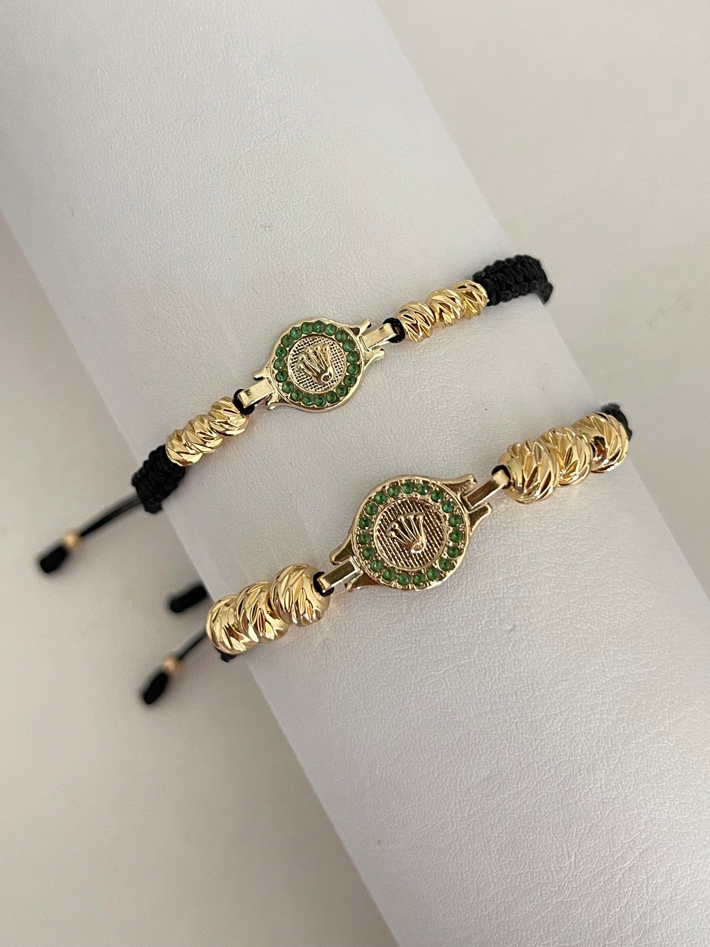 Pulsera Pareja Rlx pequeño y mediano diamantada (6mm y 4mm)