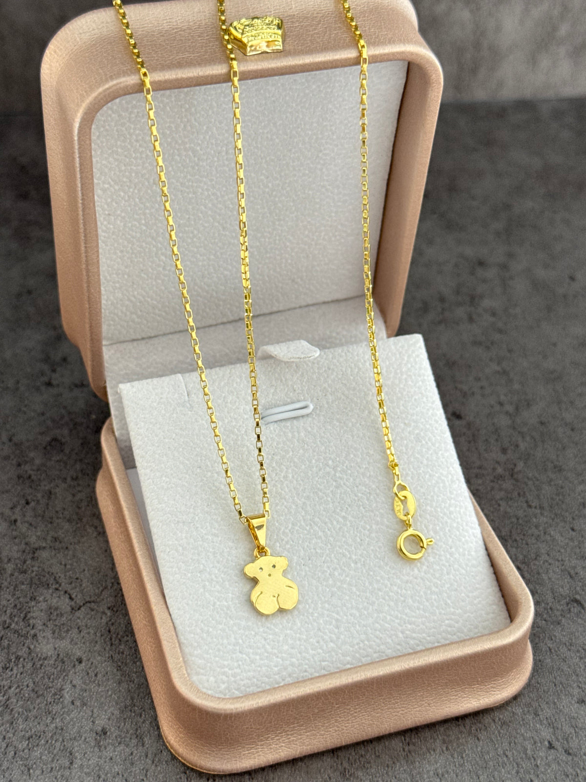 Conjunto vintage (cadena vintage 1.1mm 45cms + pulsera vintage 1.2mm 16cms con ext. + dije oso T shine)