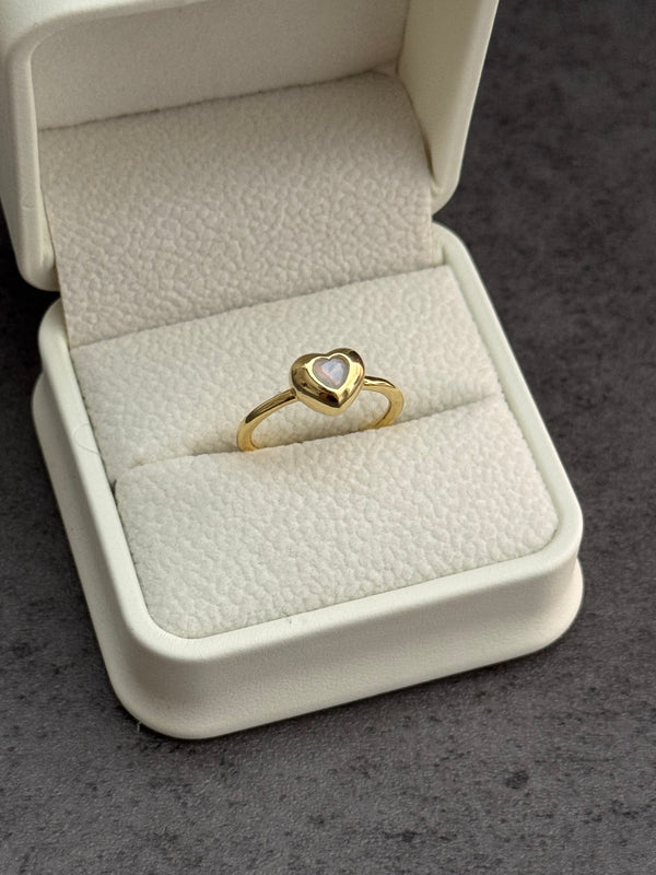 Anillo ajustable corazón popocho con piedra