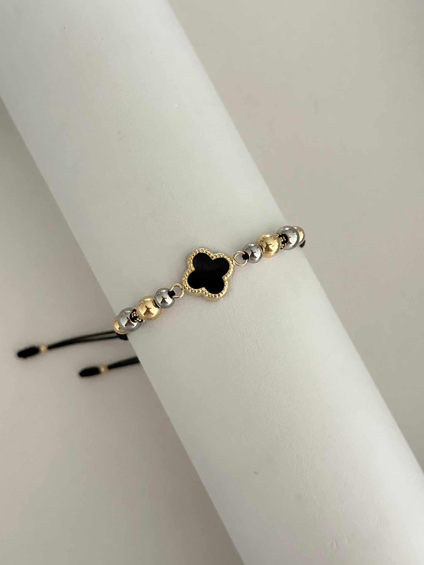 Pulsera trébol negro circon (5mm, 6mm)