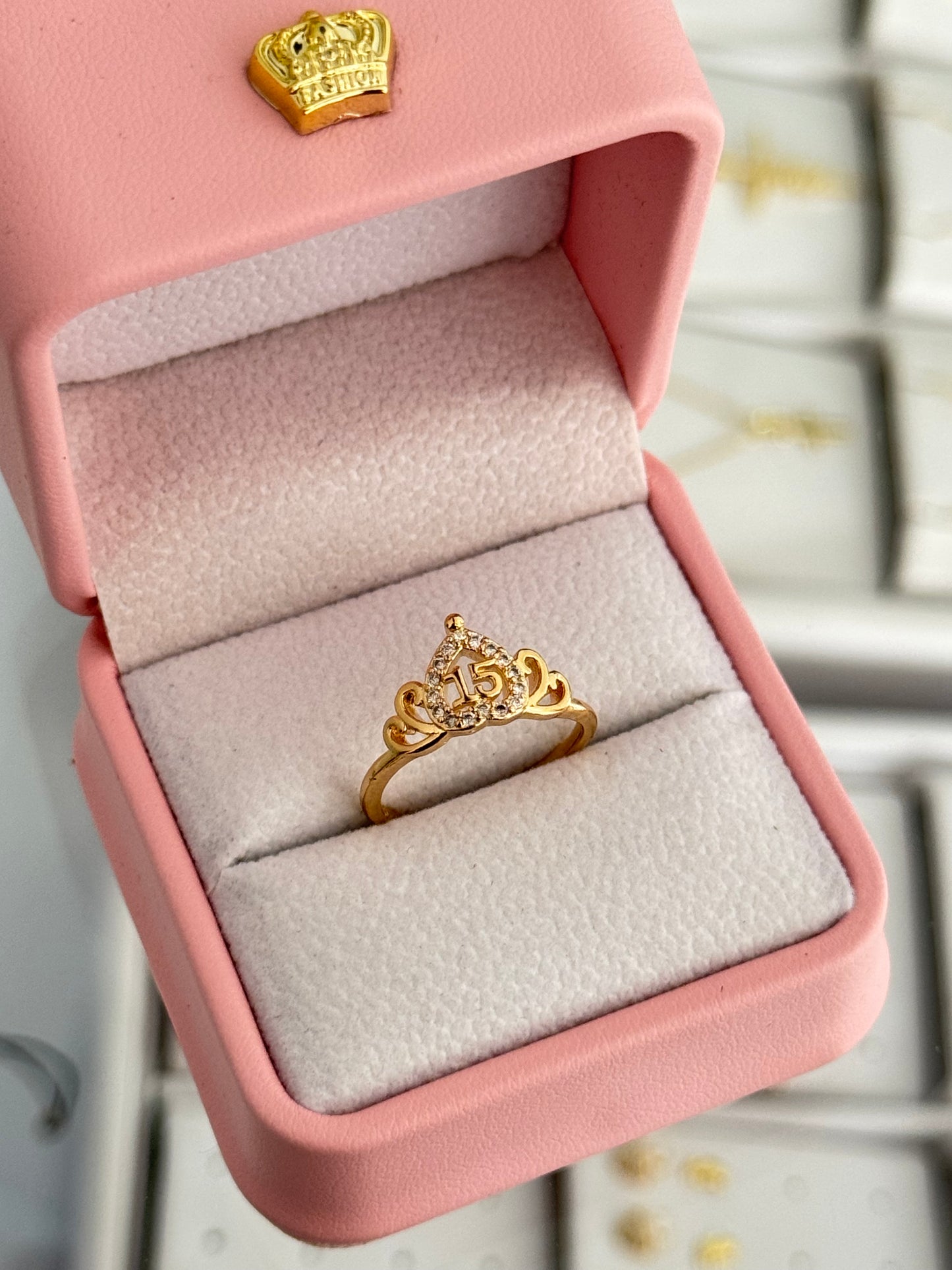 Anillo ajustable corona corazón 15 años