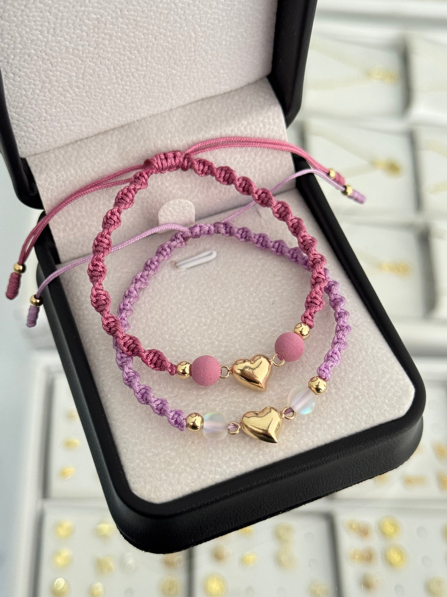 Pulseras amigas corazón soplado