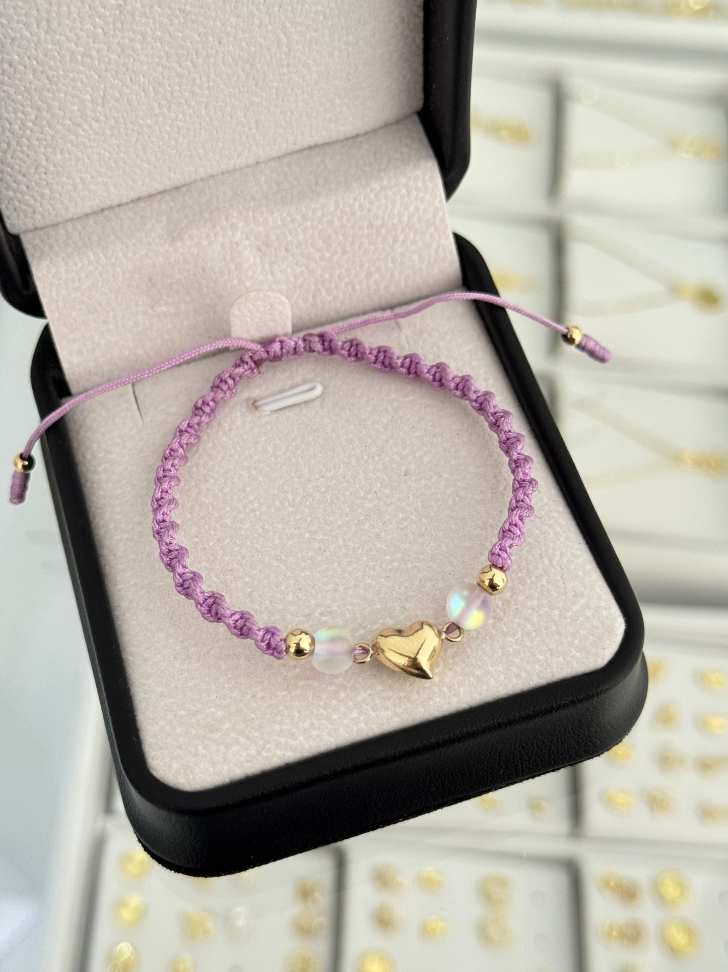 Pulsera corazón soplado. N de balín: #4