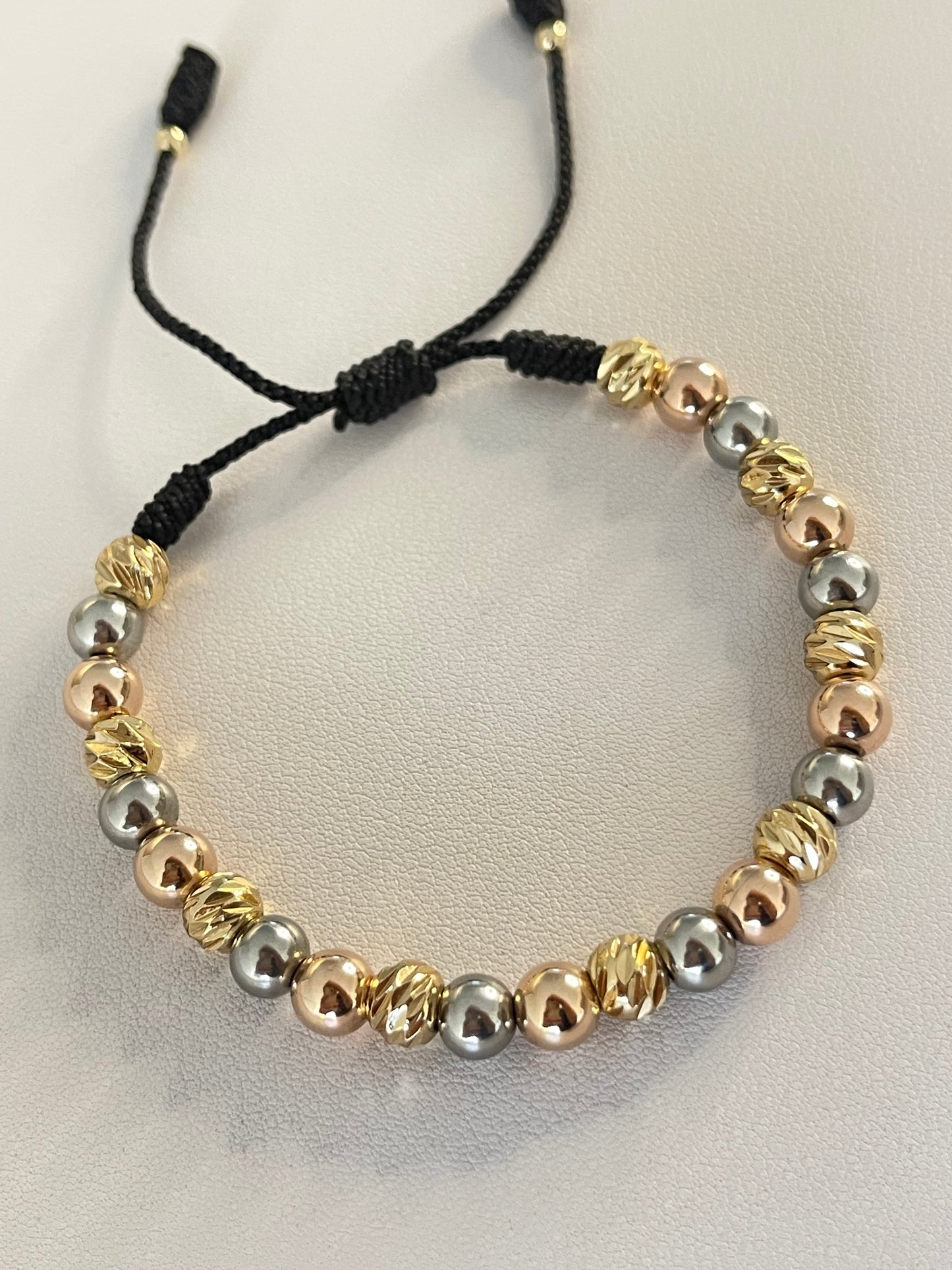 Pulsera 3 Oros Diamantada 6mm