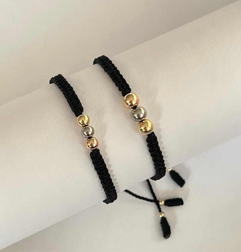 Pulseras pareja 3 oros (5mm,6mm)