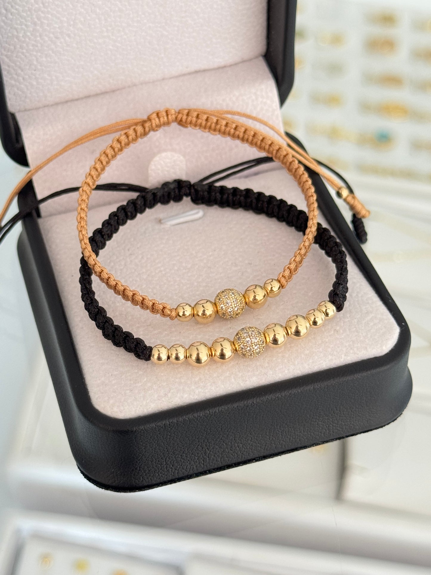 Pulseras pareja bola de fuego cristal