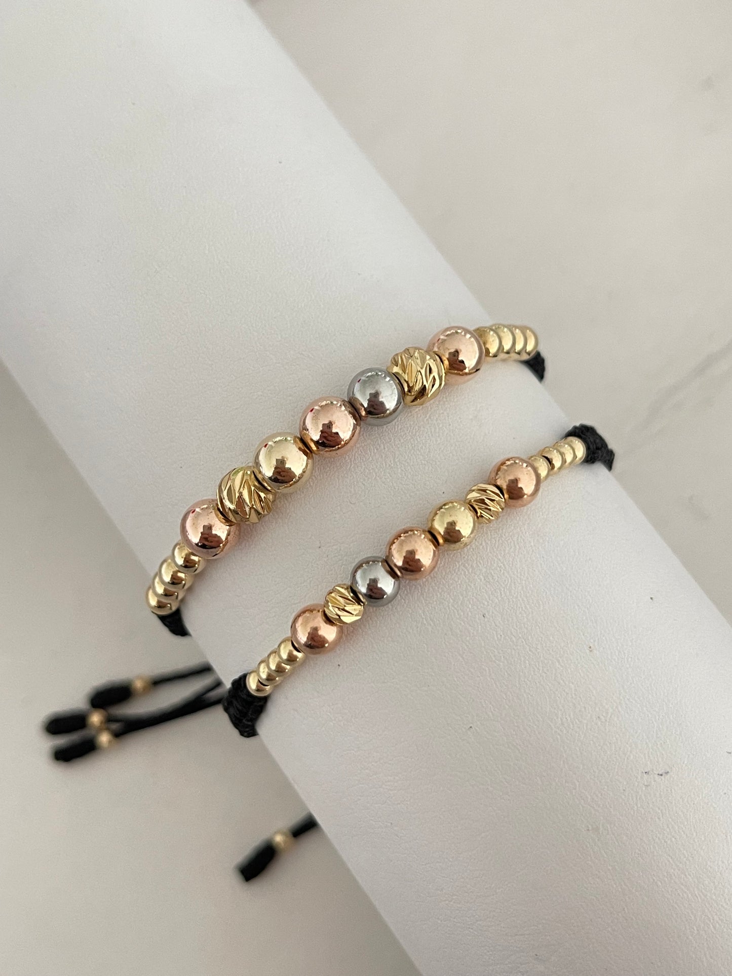 Pulsera Pareja 3 oros diamantada (6mm,4mm, 5mm,3mm)
