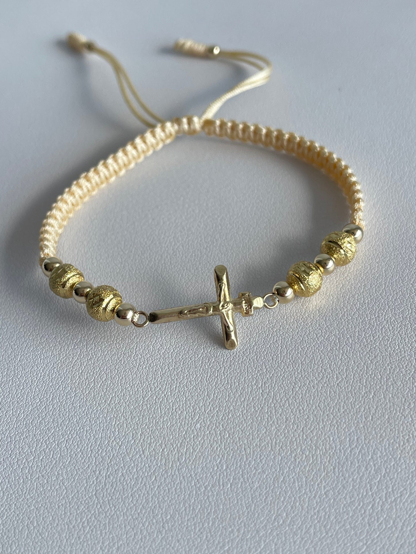 Pulsera Cruz diamantada (6mm,4mm)