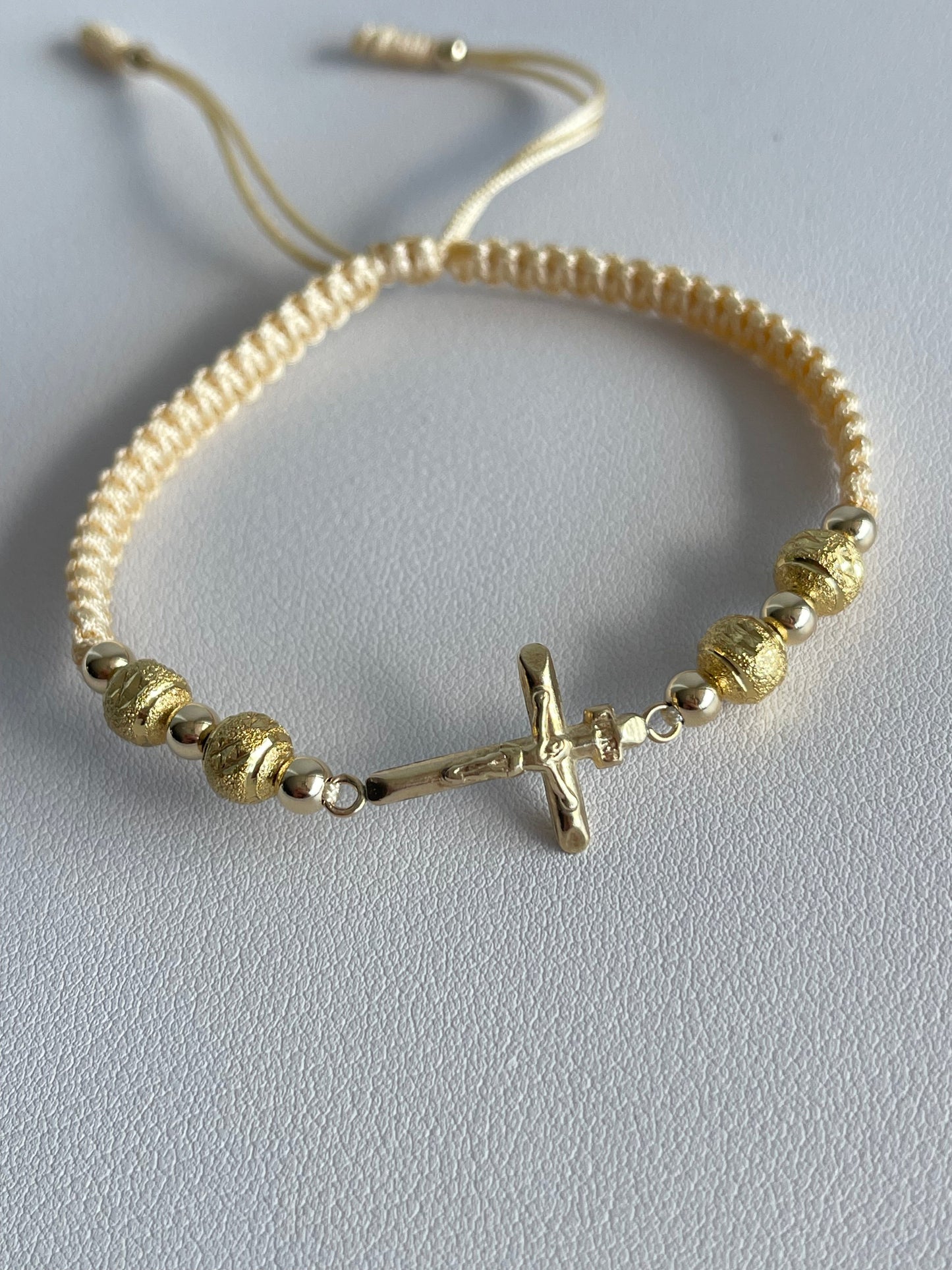 Pulsera Cruz diamantada (6mm,4mm)