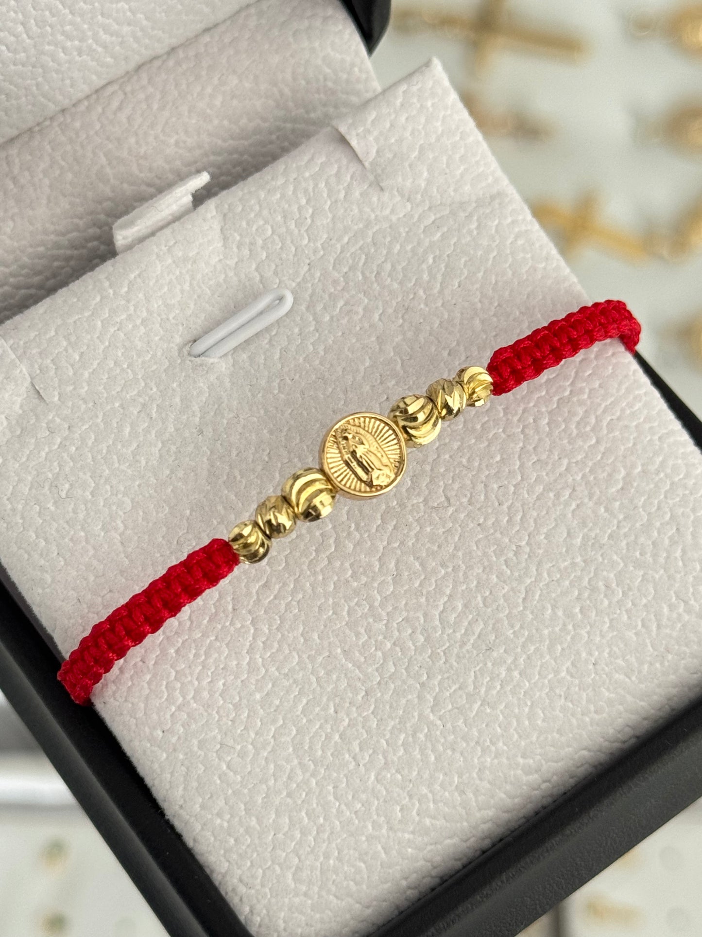 Pulsera rosa de Guadalupe italiana. N° de Balín: #5 ita. #4 diaman. BLZ, #4 ita.