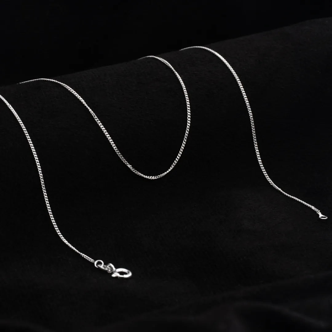 Cadena cubana 1mm 45 Cms, plata ley 925