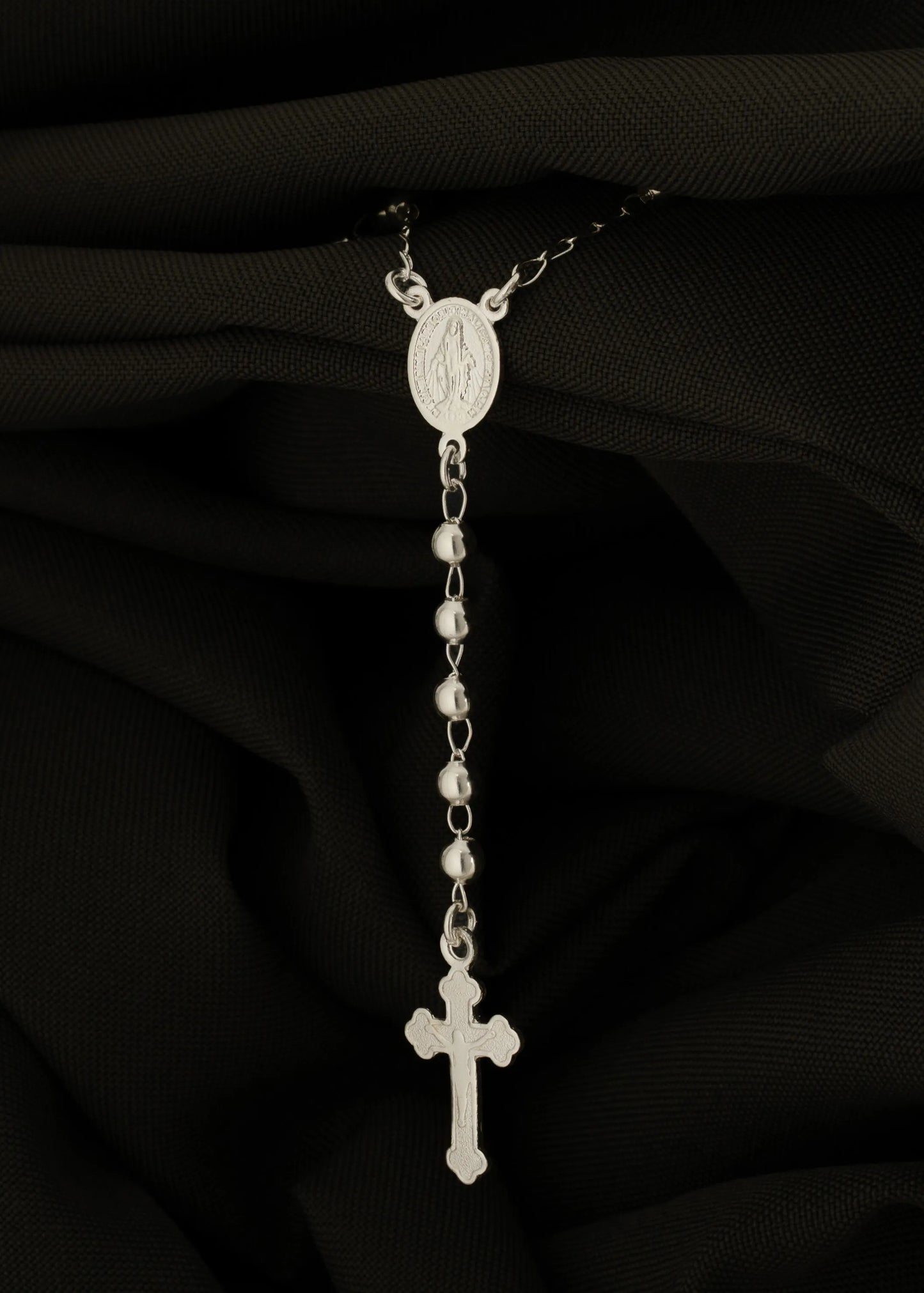 Rosario Milagrosa 55 Cms Plata ley 925