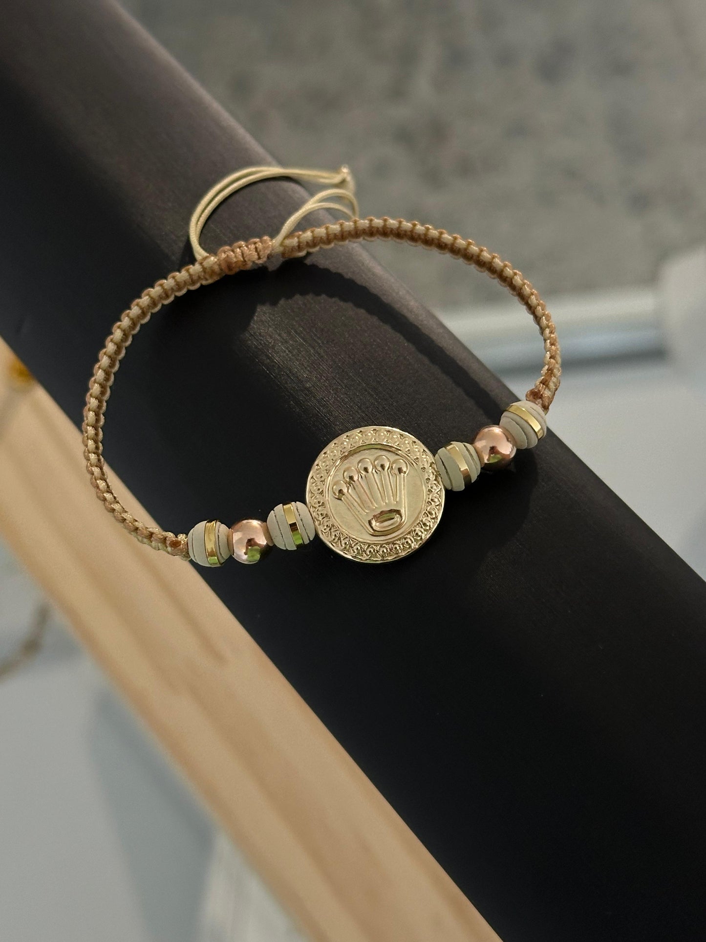 Pulsera herraje rlx grande doble hilo. N° de Balín: #6 rosa, #8 neo.