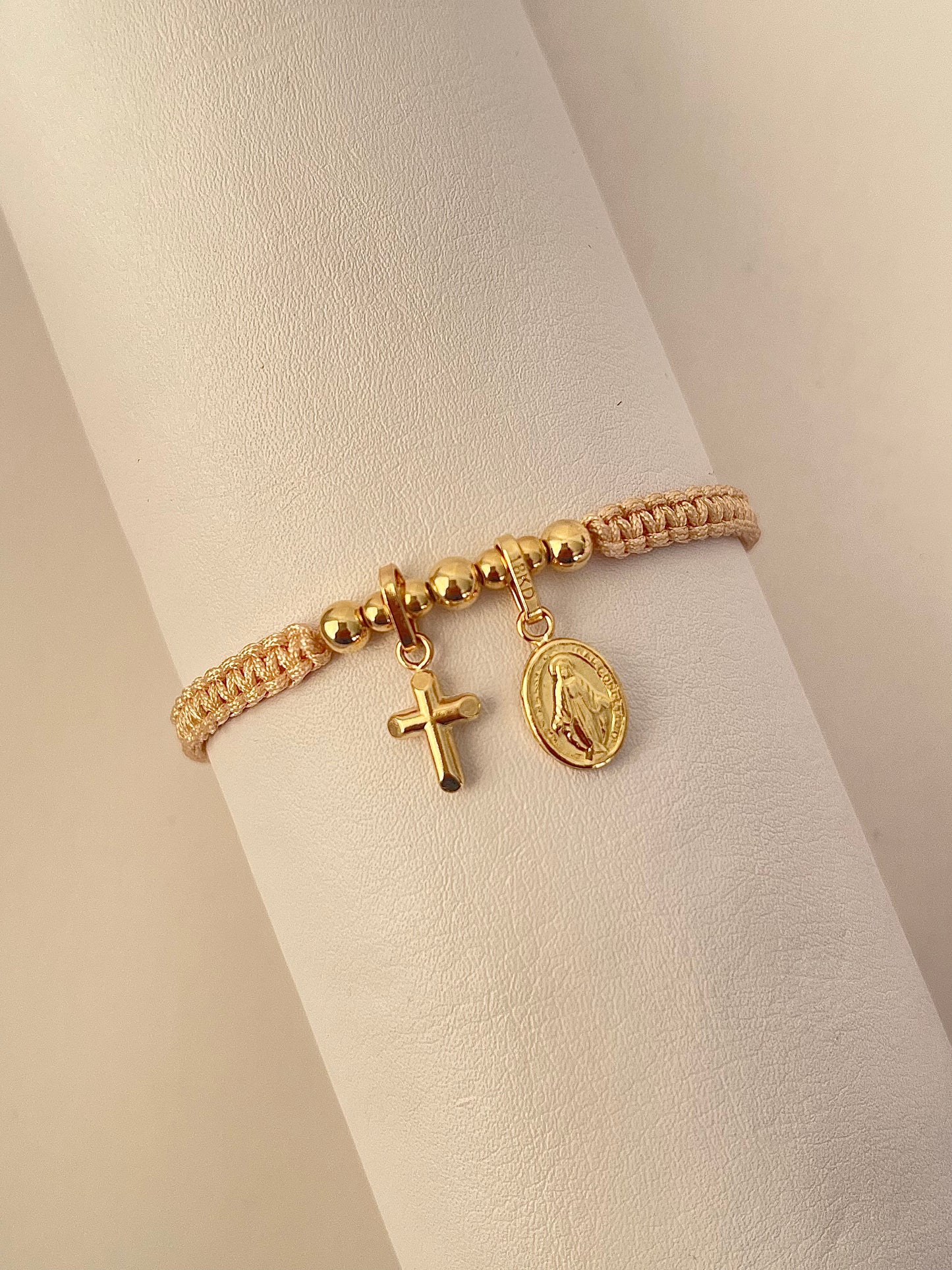 Pulsera Dije Milagrosa mini y Cruz lisa peq (3mm,4mm)