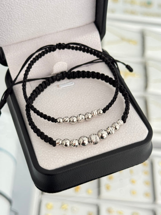 Pulsera acero y diamantado Plata ley 925
