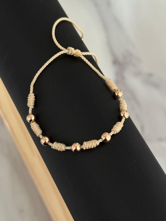 Pulsera 7 nudos oro rosa (balín #5)