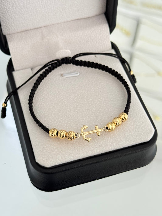 Pulsera ancla pequeña. N de balín: #5 diamantado
