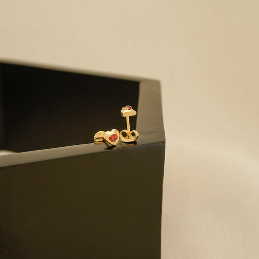 Topos Corazon Mini Circonia Rojo