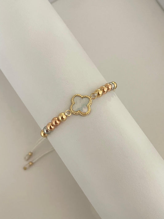 Pulsera trébol blanca (5mm)