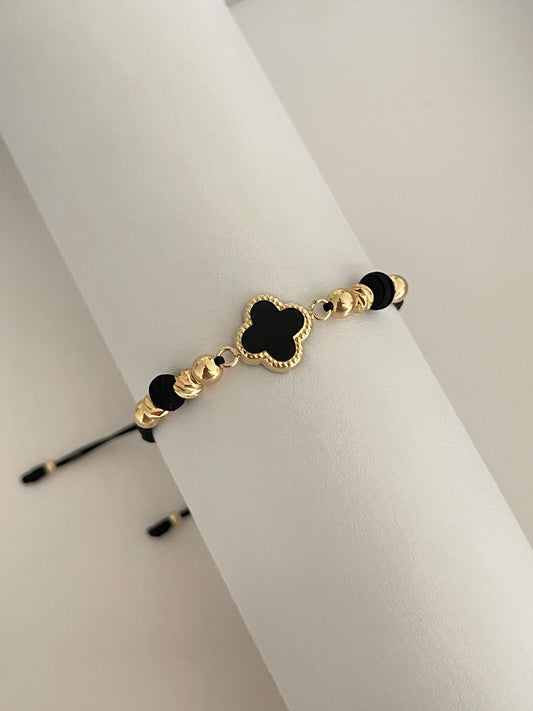 Pulsera trébol negro (5mm, 6mm neo)