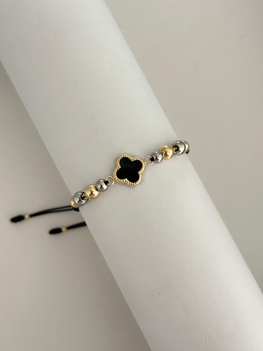 Pulsera trébol negro circon (5mm, 6mm)