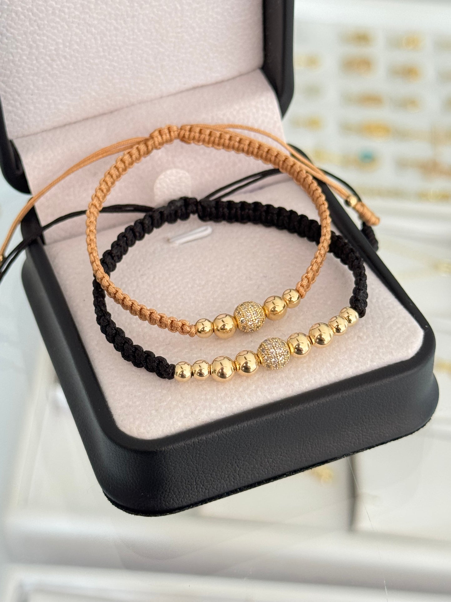 Pulseras pareja bola de fuego cristal