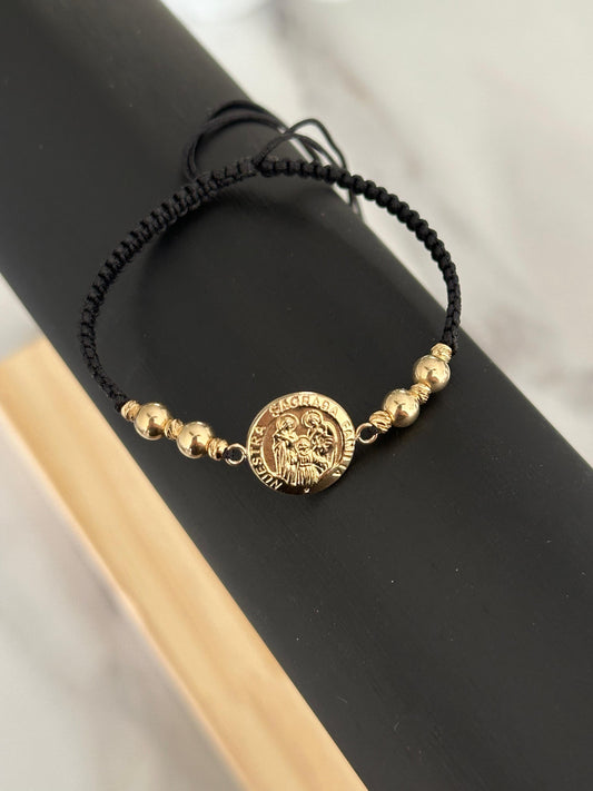 Pulsera sagrada familia (balín #2 diamantado - #5 liso)