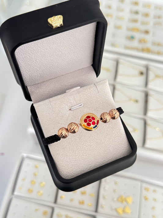 Pulsera Colombia diamantada. N de balín: #8 diamantado rosa