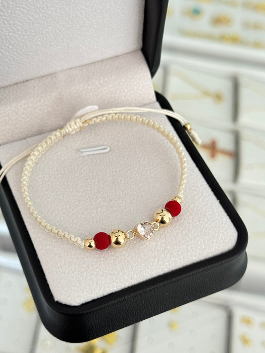 Pulsera corazón cristal. N de balín: #4, #6