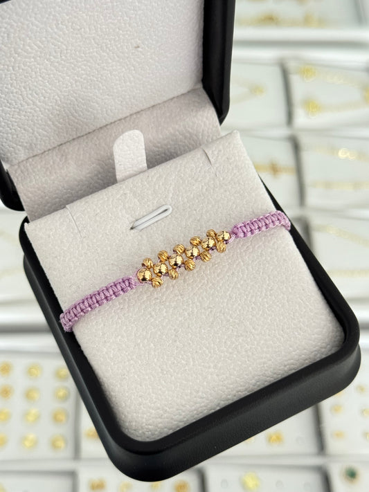 Pulsera tejido balín. N de balín: #2 diamantado, #4 liso