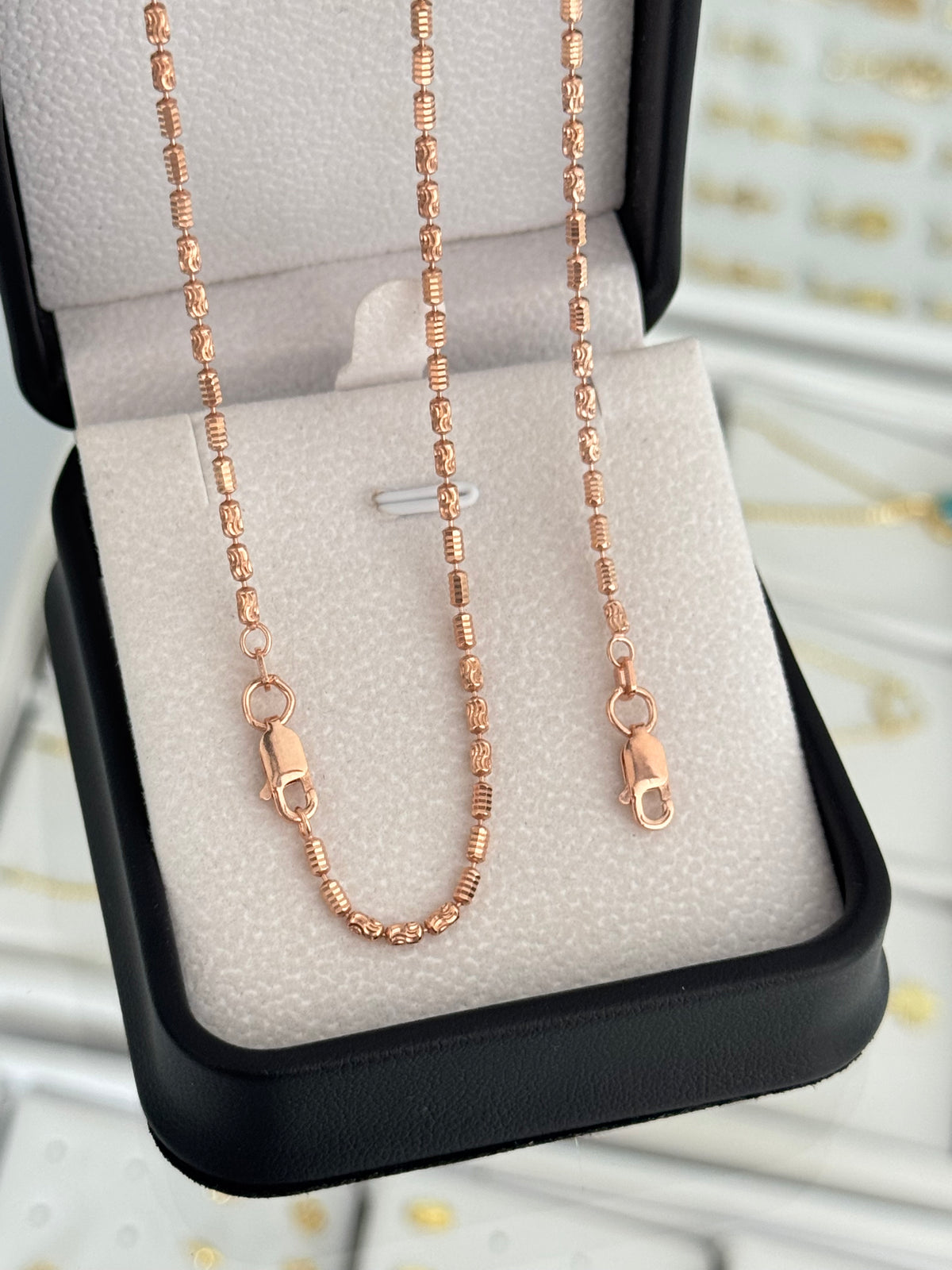 Conjunto cadena barril prismc rose IT 65cms + pulsera barril prismc rose IT 19.5cms