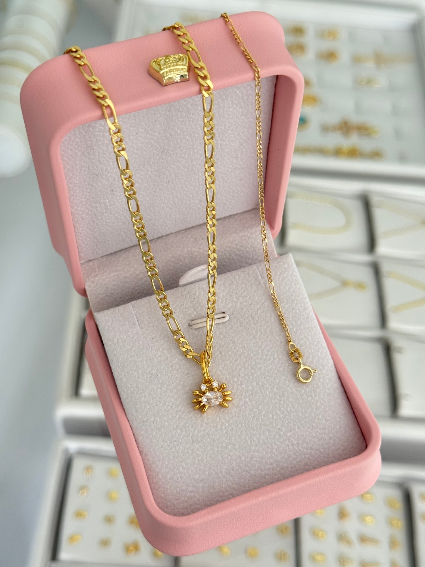 Conjunto krabs (cadena 3x1 pave 3mm 50cms + pulsera 3x1 it 1.6mm 16cms + dije)