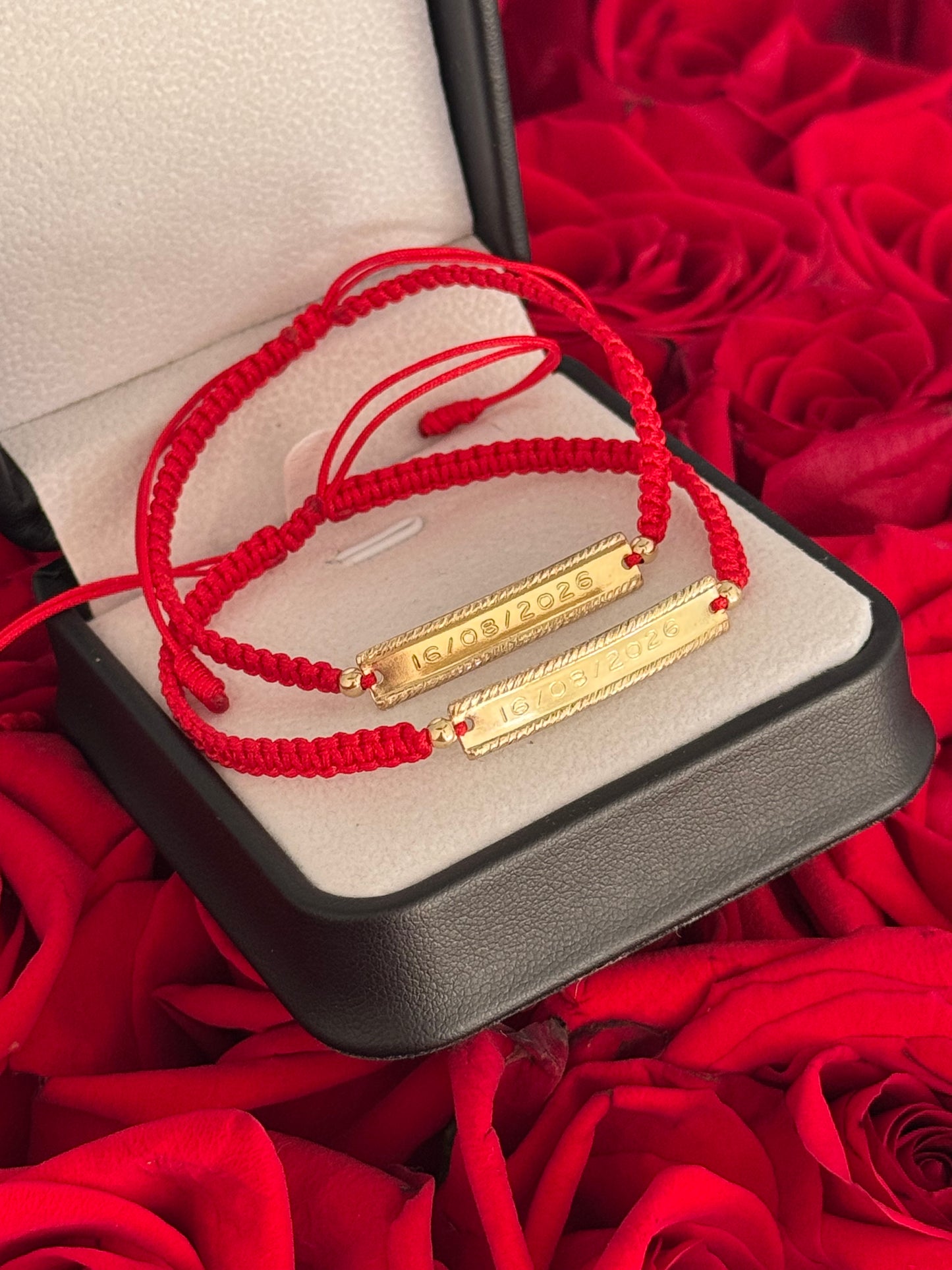Pulseras pareja placa personalizada