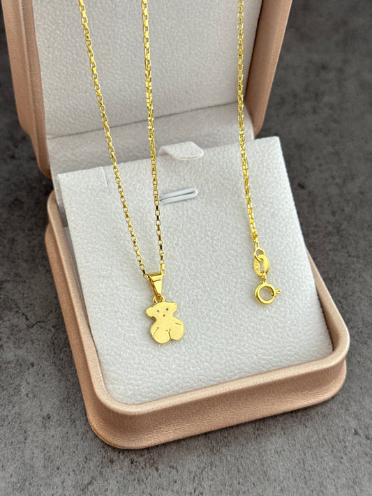 Conjunto vintage (cadena vintage 1.1mm 45cms + pulsera vintage 1.2mm 16cms con ext. + dije oso T shine)