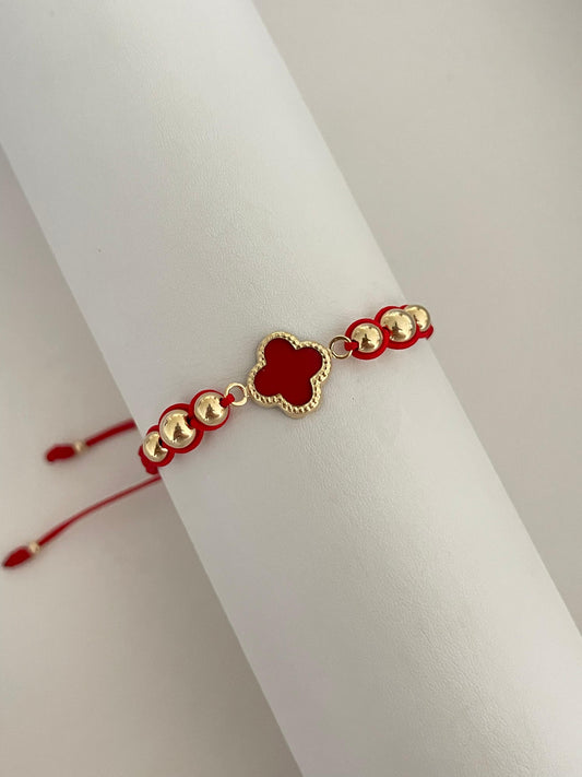 Pulsera trébol rojo (6mm,5mm)