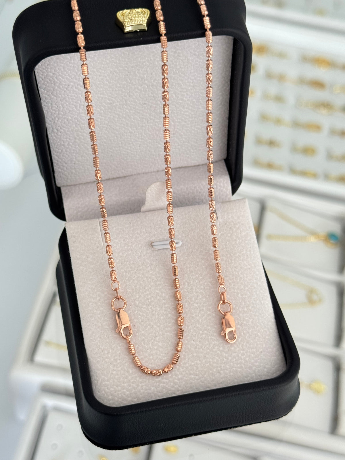 Conjunto cadena barril prismc rose IT 65cms + pulsera barril prismc rose IT 19.5cms