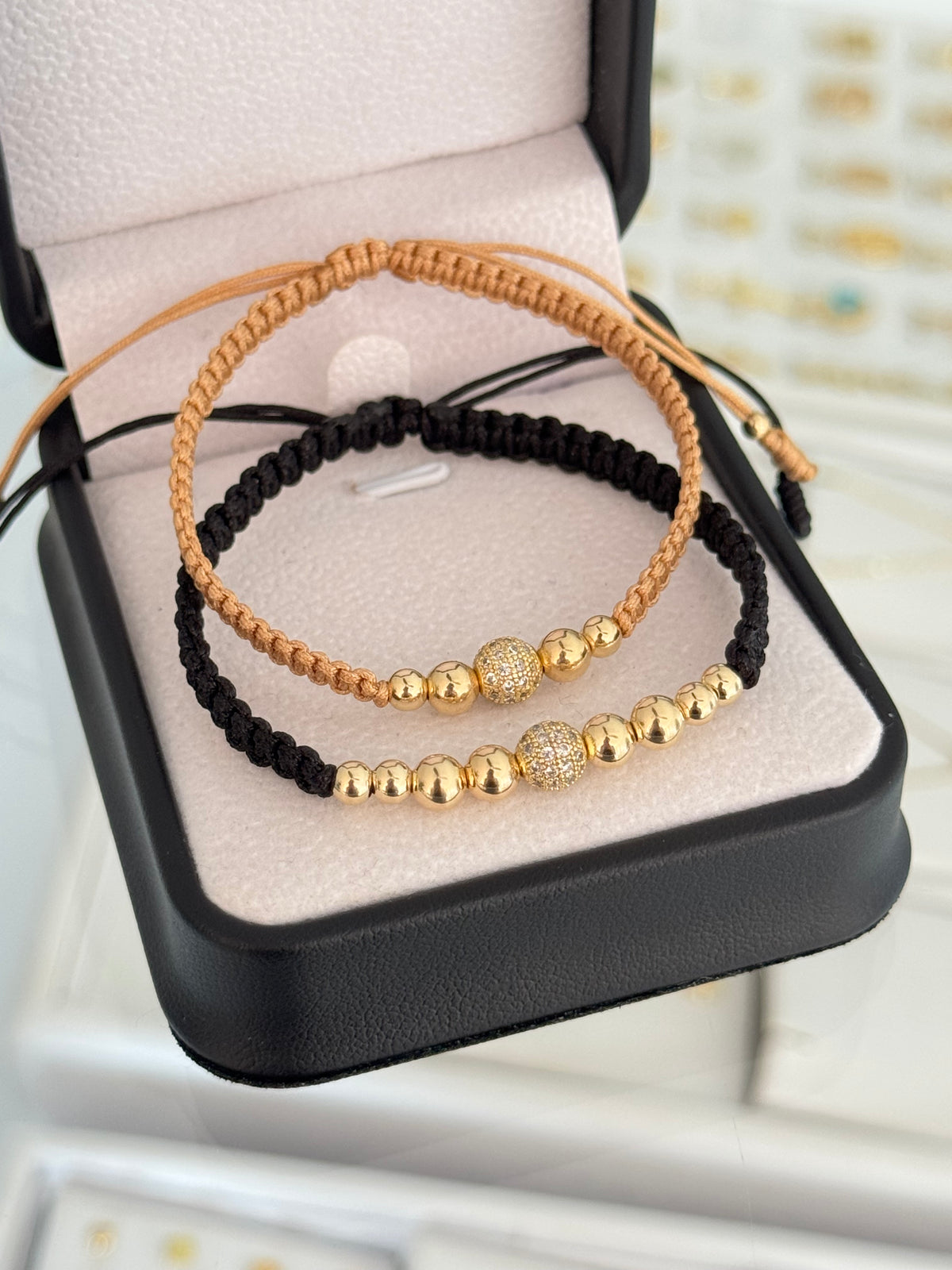 Pulseras pareja bola de fuego cristal