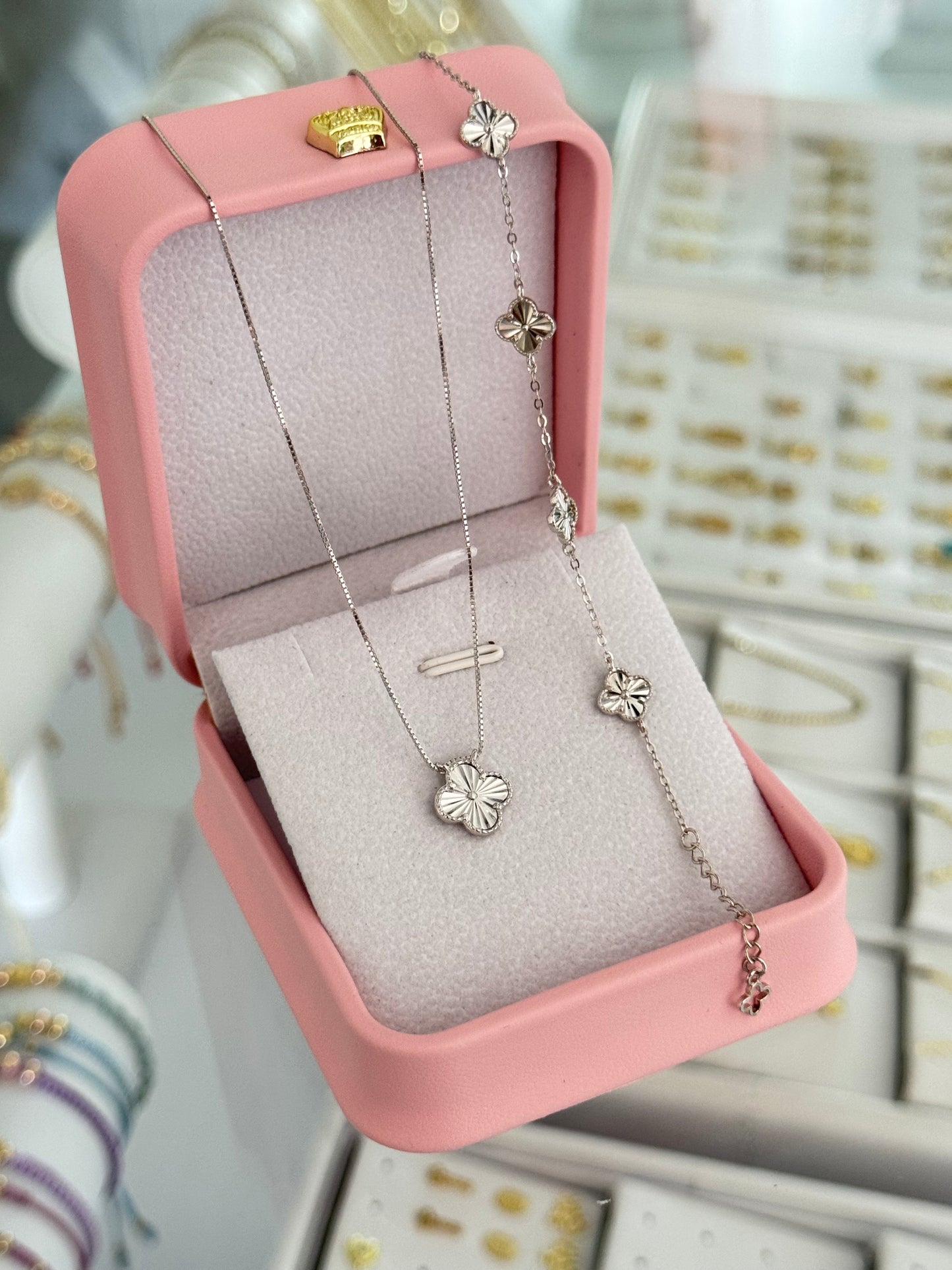 Conjunto clover plata