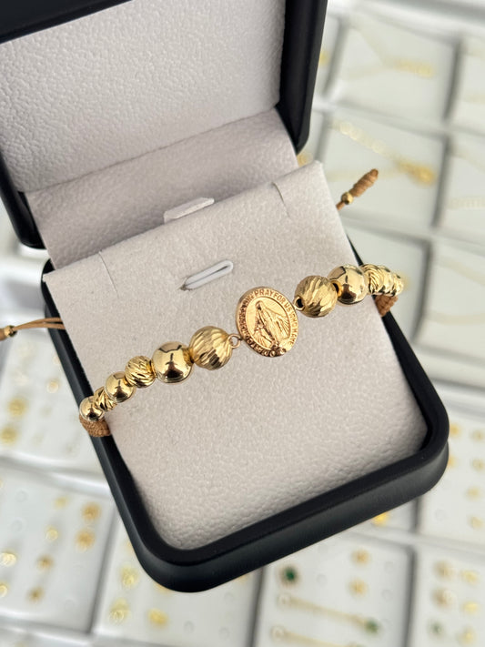 Pulsera Virgen Milagrosa grande. N de balín: #5 liso, #5 diamantado, #6 liso, #6 diamantado, #8 liso, #8 diamantado.