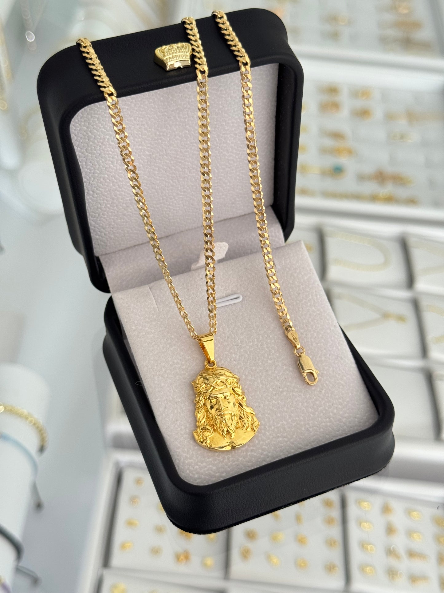 Conjunto rostro de cristo G (cadena y pulsera cuban link it 3.1mm 65 / 19.5cms + dije)