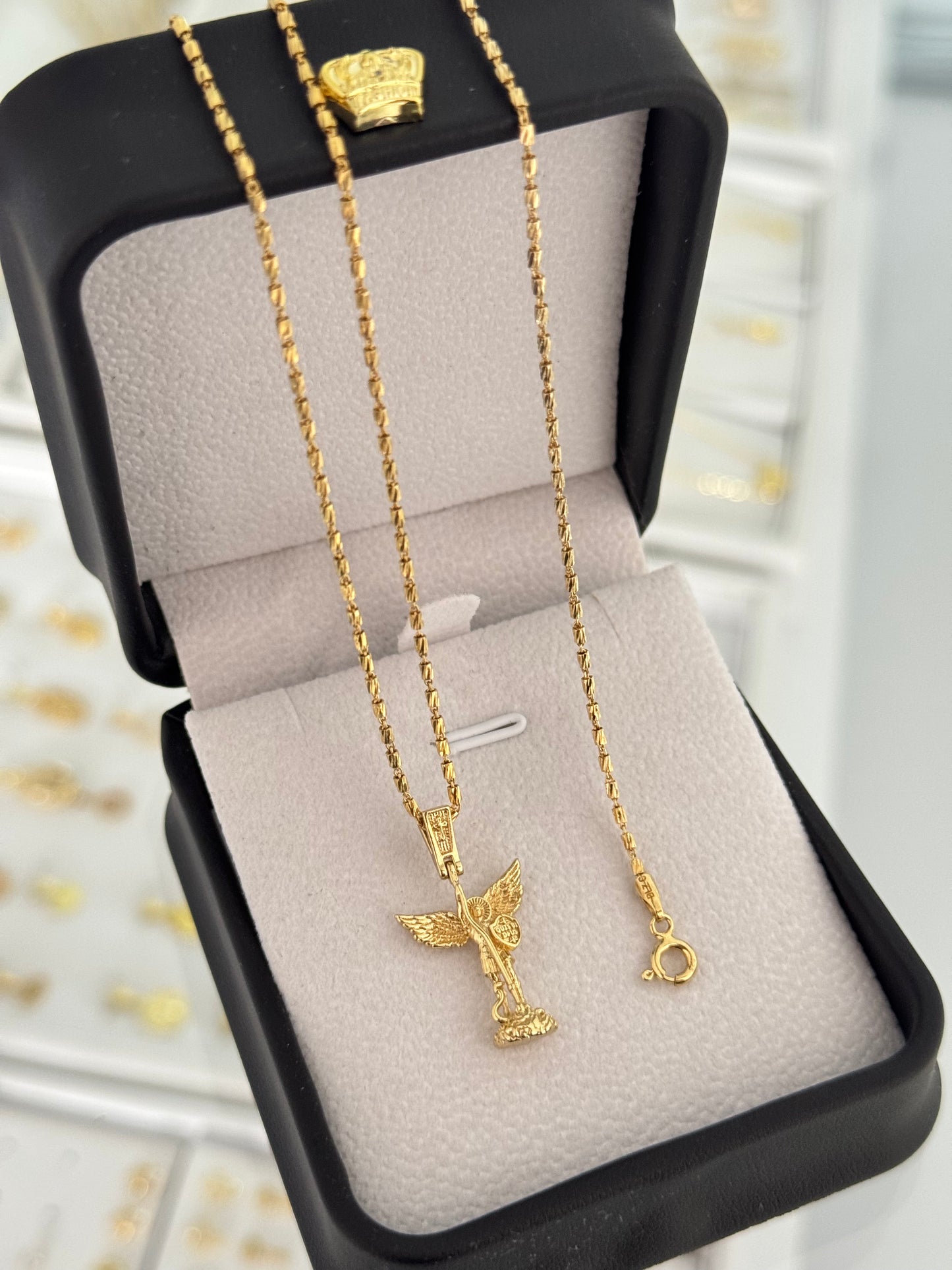 Conjunto tube gold (cadena tube gold IT 65cms + pulsera tube gold IT 19.5cms + dije san miguel italy)
