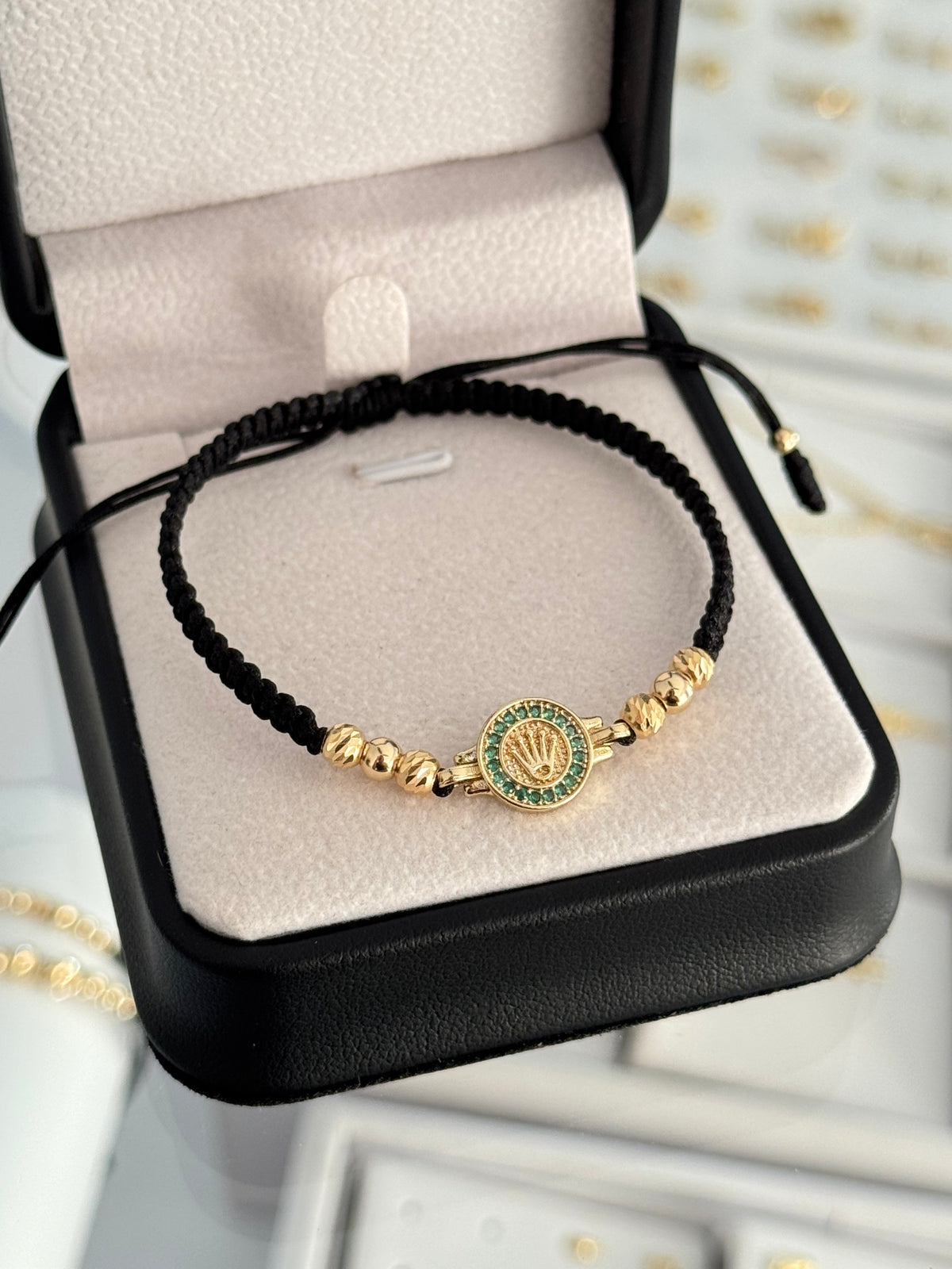 Pulsera rlx verde. N de balín: #4 liso, #4 diamantado