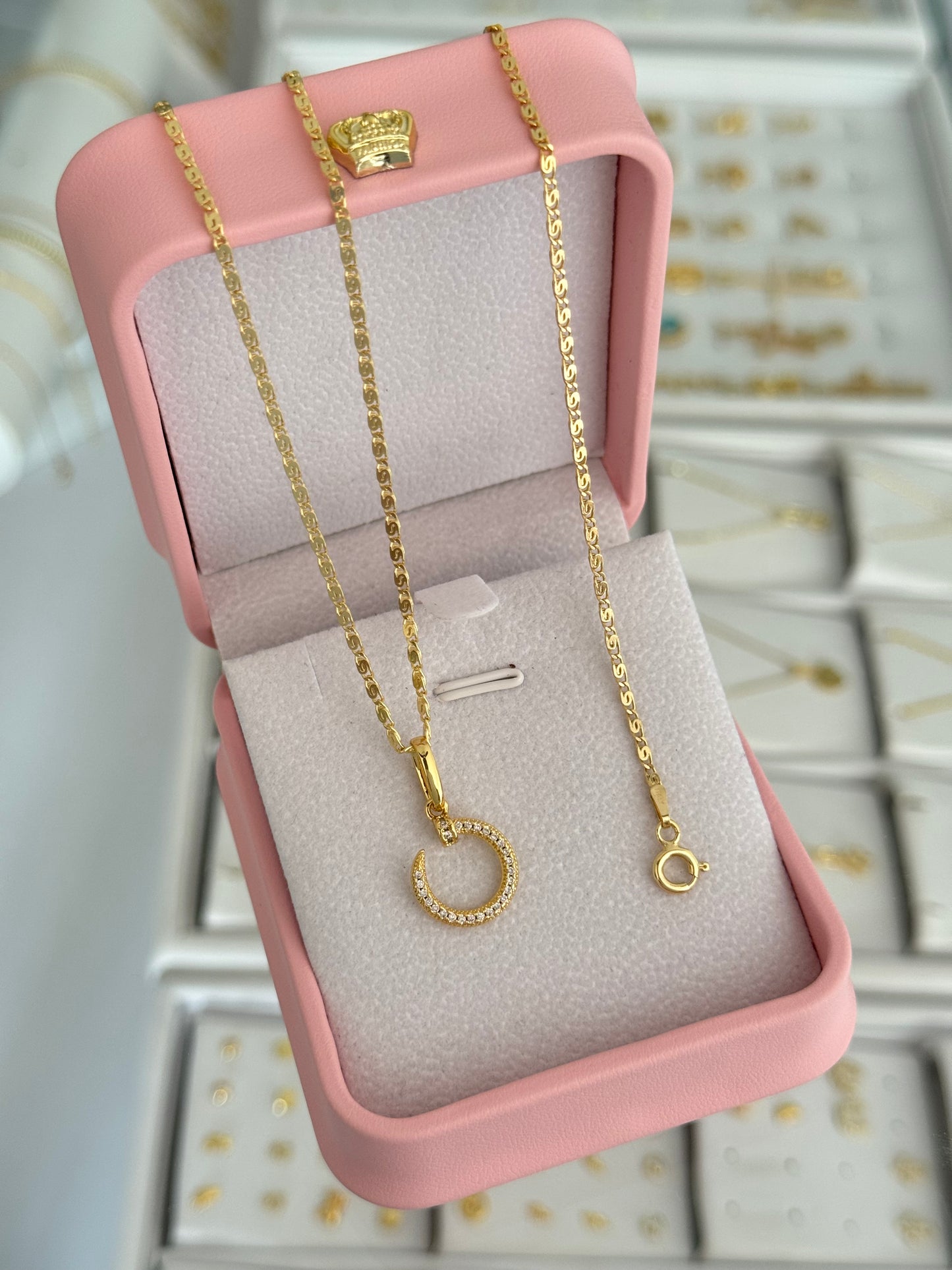 Conjunto cadena caracol plana 1.80mm ( cadena y pulsera caracol plana 1.80mm 45/16cms + dije Ct Clou)