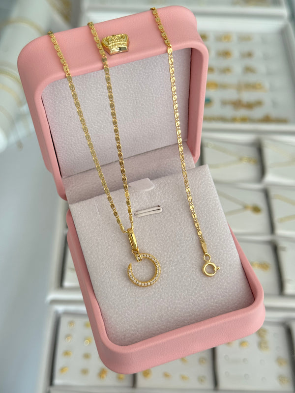 Conjunto cadena caracol plana 1.80mm ( cadena y pulsera caracol plana 1.80mm 45/16cms + dije Ct Clou)