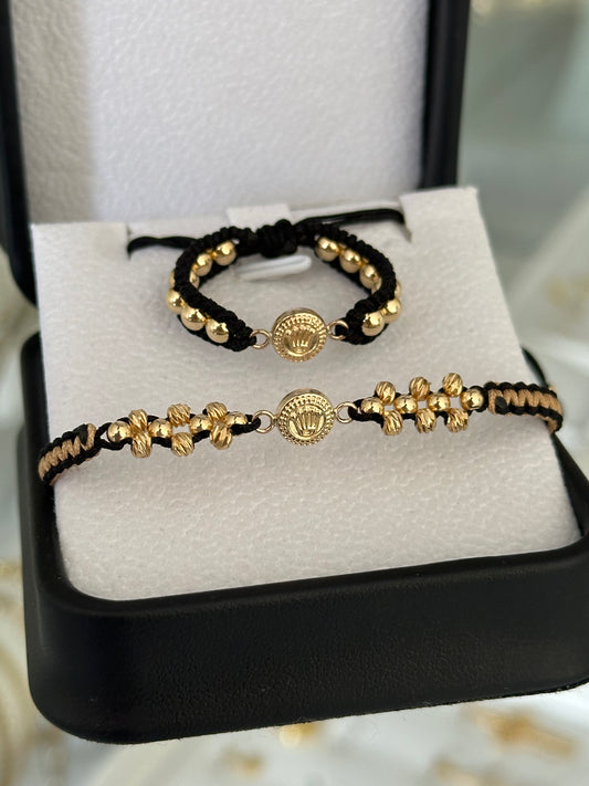 Conjunto pulsera y anillo. N° de Balín: #4, #3, #2diaman.