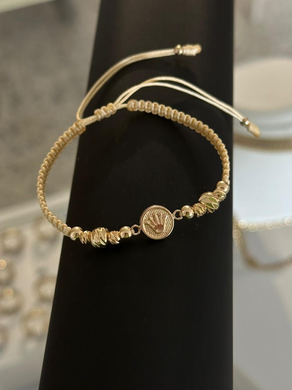 pulsera tejida herraje corona rolex