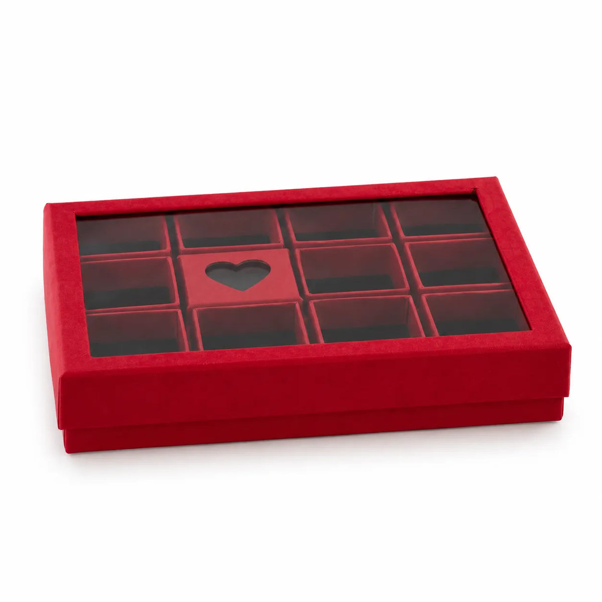 Set Exhibidor Rojo con 12 Empaques Corazón 20 × 15,5 × 3,5 cm