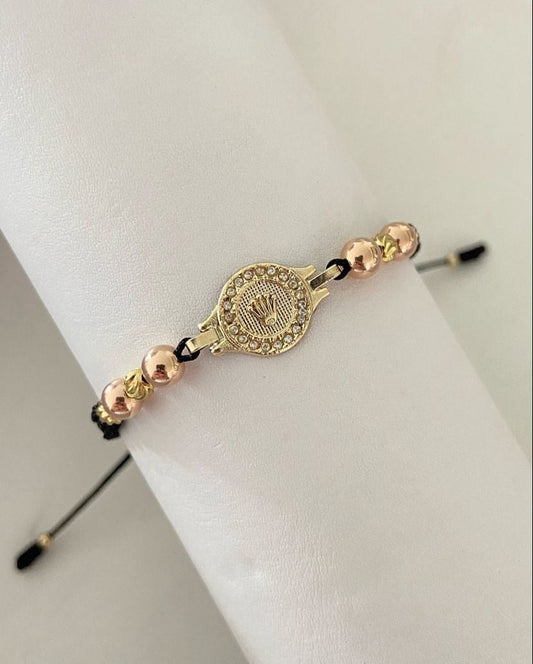 Pulsera Rlx con balines #4 italianos y  #5 rosa lisos