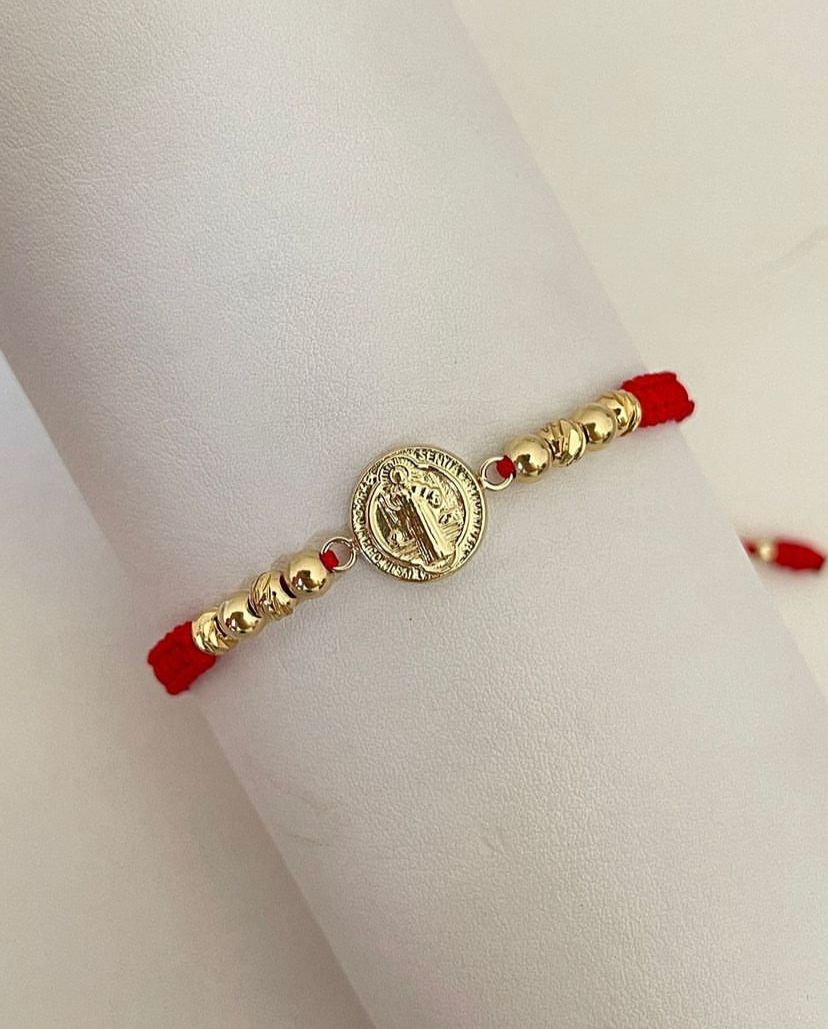 Pulsera San Benito con balines lisos y diamantados #4