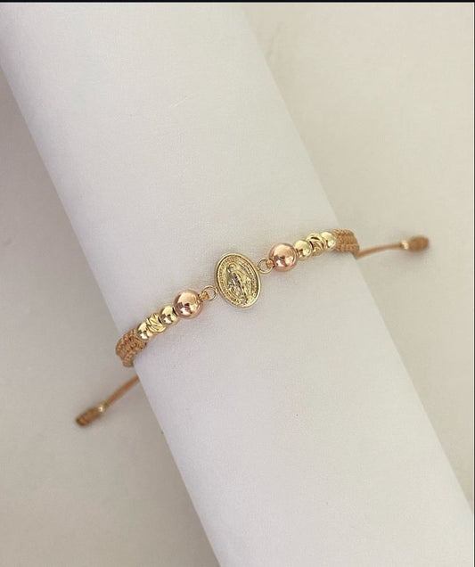 Pulsera virgen Milagrosa con balines #4, #5 lisos y diamantados